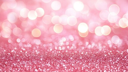 Pink glitter bokeh background texture.