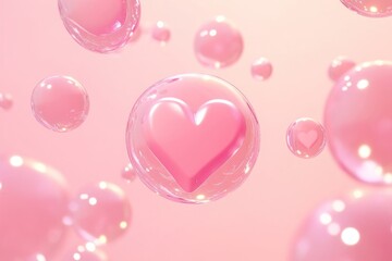 Poster - Illustration background bubbles heart.