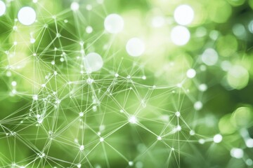 Poster - This image features a captivating representation of interconnected digital nodes against a lush green forest backdrop, symbolizing growth and innovation.