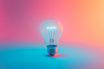 Sticker - This vibrant image features a light bulb isolated against a gradient background, symbolizing creativity and innovative ideas, perfect for various design purposes.