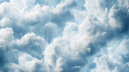 Poster - This abstract cloud background features soft blue hues and a calm atmosphere, ideal for conveying data and information flow concepts.