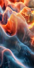 Poster - Explore an abstract representation of big data visualization, showcasing vibrant waves and intricate patterns in a stunning digital landscape.