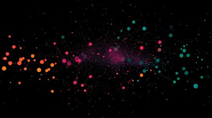 Poster - Abstract Connected Dots Silhouette Over Dark Background Representing Big Data Visualization Concept