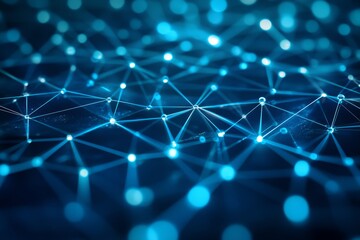 Aufkleber - isometric data visualization with points and connections in blue color scheme for tech and data anal