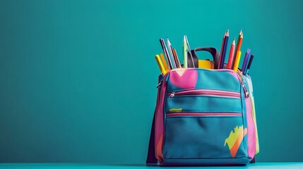 Colorful Backpack with School Supplies