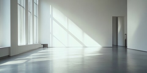 Poster - A large room with a white wall and a window. The window is open and the room is empty