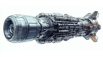 Wall Mural - futuristic space ship with a large engine. the ship is silver and has a futuristic design