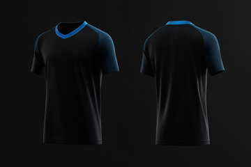 black and blue jersey template for team club, jersey sport, front and back, Tshirt mockup sports jersey template design for football soccer, racing, gaming, sports jersey