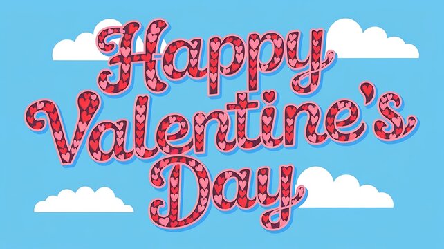 Valentines day background with heart pattern and typography of happy valentines day text . Vector illustration. Wallpaper, flyers, invitation, posters, brochure, banners.