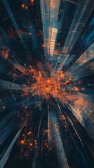 Poster - Dynamic abstract image showcasing colorful clusters and textures, representing the flow of information in a digital environment. Ideal for technology themes.