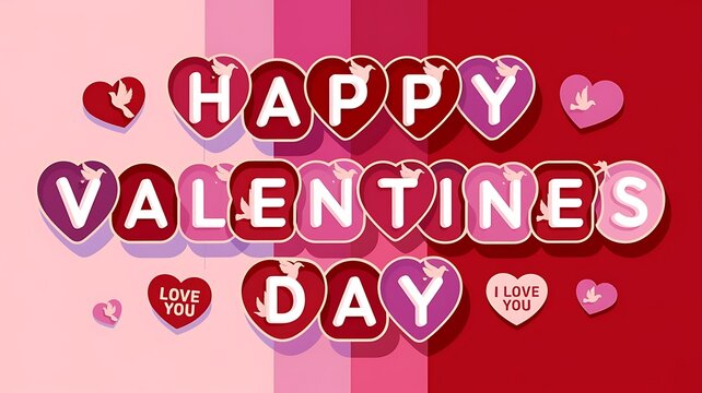 Valentines day background with heart pattern and typography of happy valentines day text . Vector illustration. Wallpaper, flyers, invitation, posters, brochure, banners.