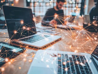 Poster - Digital literacy strategy emphasizing digital communication in modern business environments enhancing skills and connectivity among teams