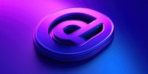 Poster - abstract 3d metallic purple and blue email symbol.