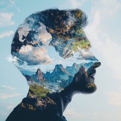 Poster - Digital mental health strategy for global connection virtual environment visual concept emphasizing nature and well-being