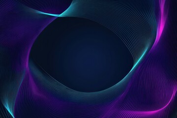 Poster - abstract swirling neon lines forming an oval frame on dark background.