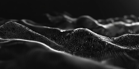 Poster - abstract black mesh background with data visualization and information technology elements in 3d for