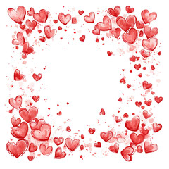 Poster - A watercolor illustration of red hearts forming a frame on a white background perfect for valentines day.