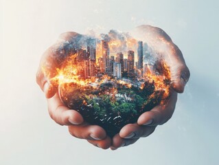 Poster - Disaster risk reduction strategy emphasizing global collaboration urban environment digital art crisis management sustainability