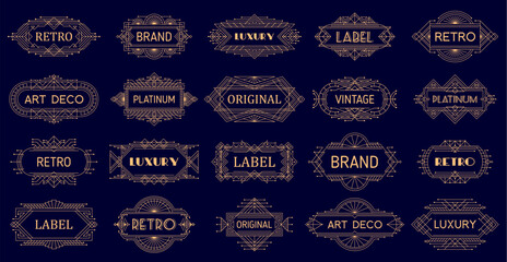Wall Mural - vintage art deco golden frames and borders, geometric ornament labels with a classic, sophisticated 