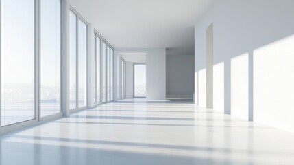 Poster - A large, empty room with white walls and a white floor. There are no people or furniture in the room