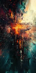 Poster - Discover a mesmerizing piece of abstract conceptual art that embodies technological focus, featuring vibrant colors and textured depth. Perfect for modern galleries.