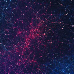 Poster - Abstract Digital Network Background with Colorful Data Points and Geometric Patterns for Technology Visuals