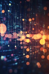 Poster - dramatic data visualization with realistic graphic elements and vibrant lights for modern presentati