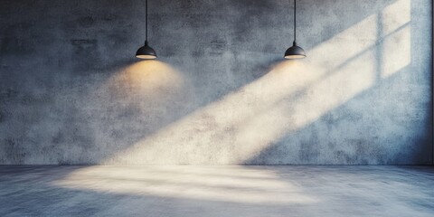 Poster - A bright and minimalist space featuring natural light streaming through windows, illuminating the textured wall and sleek flooring, ideal for creative concepts.