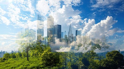 Poster - Innovative environmental monitoring strategies for urban development city landscape digital artwork natural environment aerial view sustainable policies