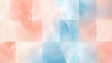 Aufkleber - Soft pastel peach and blue squares blend seamlessly on a canvas for an airy aesthetic in contemporary decor