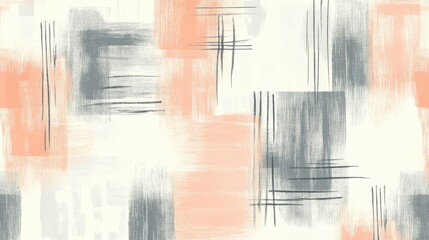 Aufkleber - Minimalist grid patterns in soft gray and peach tones create a balanced and serene design space