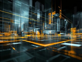 Poster - a futuristic depiction of fluctuating equity inflation rates using digital holographic graphs and nu