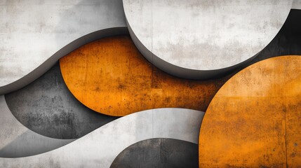 Aufkleber - Minimalist design featuring echoed forms in amber and gray tones arranged in a textured pattern