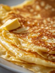 Poster - Enjoying a delicious plate of fresh pancakes topped with warm butter and syrup at a cozy breakfast spot