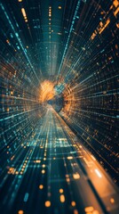 Poster - futuristic abstract data stream inside a cloud environment with dynamic points of light and motion e