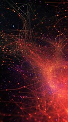 Poster - Abstract Data Visualization with Colorful Connections Against a Dark Background for Analysis and Insights