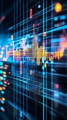 Poster - forecasting cost of capital, high-tech displays in a sleek trading room with professionals analyzing
