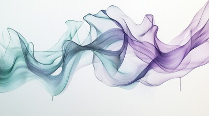Poster - Abstract pencil strokes and dripping paint patterns in muted lavender and teal create a sense of movement and texture