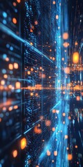 Poster - realistic big data visualization concept with dynamic light and color effects for digital background