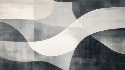 Fototapete - Monochromatic pattern showcasing muted gray tones with balanced, flowing shapes for a serene aesthetic