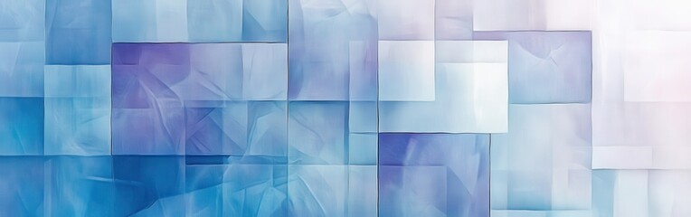 Aufkleber - Fragmented grids in muted blue and lavender tones create a modern abstract design that enhances contemporary spaces and aesthetics