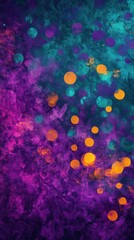 Aufkleber - Vibrant bokeh design featuring royal purple and bright teal with radiant yellow illumination on deep violet gradient
