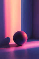 Poster - A striking abstract image featuring a sphere illuminated by vivid neon lights in a minimalist geometric setting.