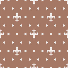 Wall Mural - seamless mocha brown and white fleur de lis pattern vector
