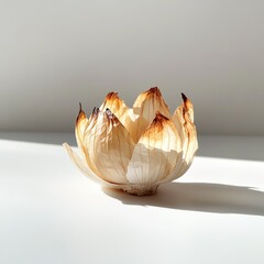 Poster - Single roasted garlic bulb with golden brown cloves displayed on a clean white surface for culinary presentation