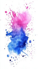 Aufkleber - Vibrant abstract watercolor artwork featuring fuchsia and royal blue hues with dynamic splashes and gradients