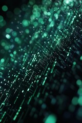 Poster - cascading green background with matrix style elements and dark modern aesthetic