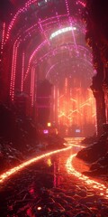 Poster - explore a captivating futuristic digital landscape filled with glowing lines and nodes, illuminating