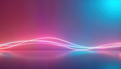 Poster - Abstract 3d render vibrant neon glow. Colorful wavy lines illuminate empty space. Futuristic design. Minimalist aesthetic. Stylish background. Modern tech concept. Colorful blend. Gradient shades of