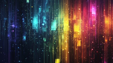 Poster - a colorful, multi-colored, and multi-dimensional image with many small dots